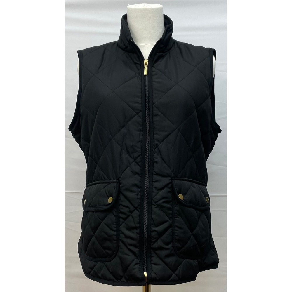 New Directions Weekend Black Quilted Vest Women’s Medium M Preppy Puffer